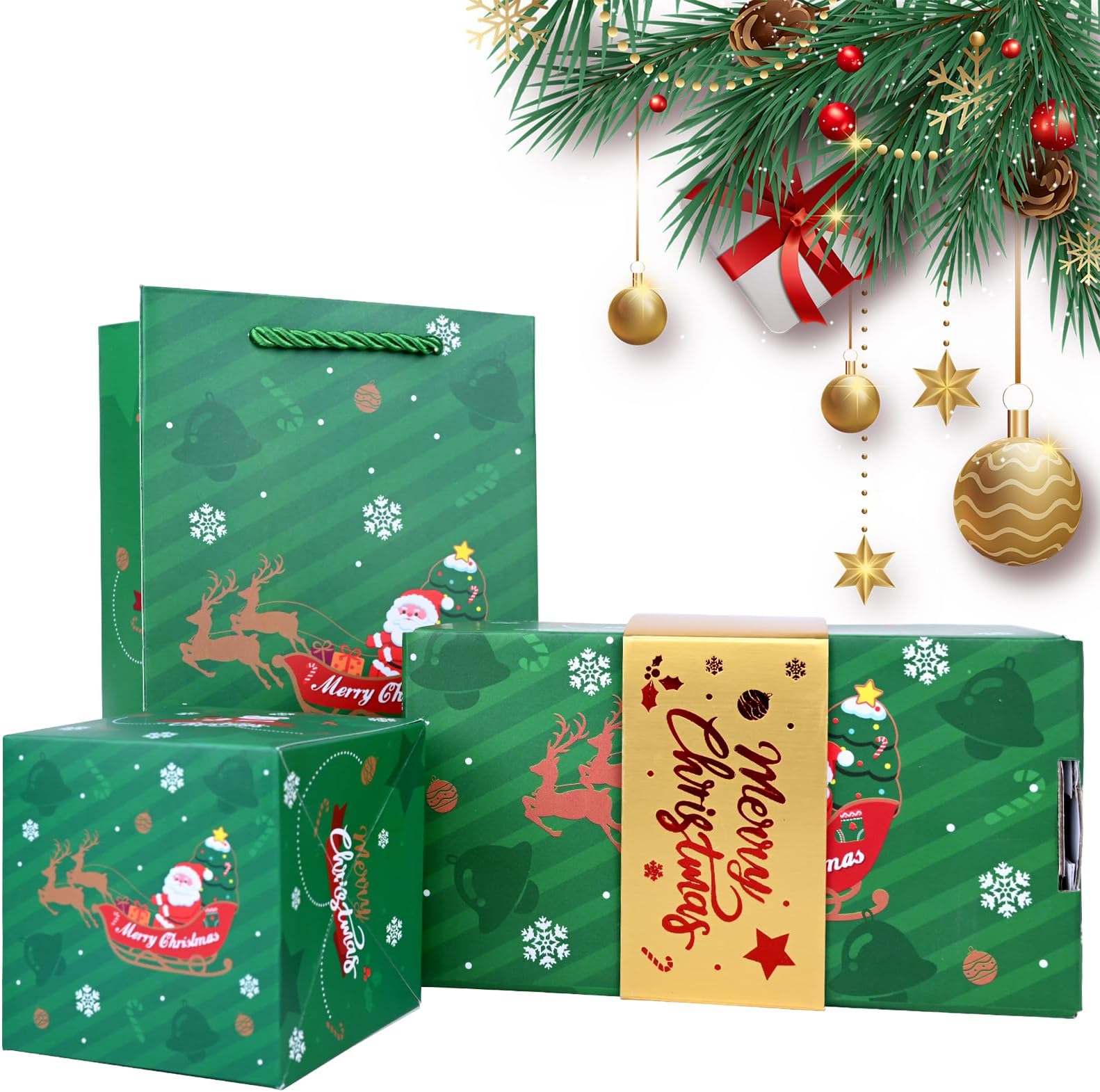Christmas Explosion Gift Box, Surprise Gift Box Explosion Surprise Box Gift Box for Money,Merry Christmas Pop-Up Xmas Gifts Box Birthday Gifts (Green)
