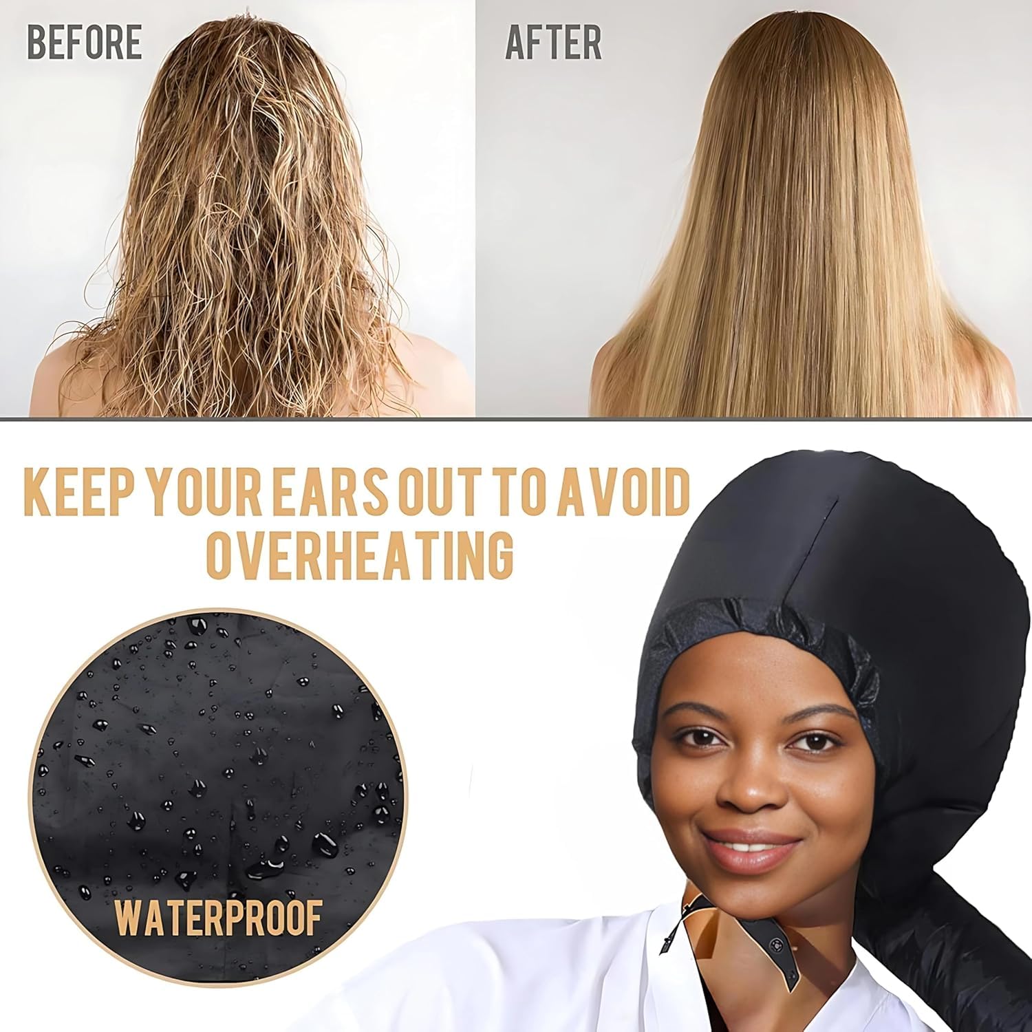 Hair Dryer Bonnet Hood Cap- Hair Care Thermal Head Spa Cap Treatment Nourishing Heating Cap Home Salon, Quick Dry Deep Condition & Styling Hot Oil Treatment Spa Cap Steamer For Women & Girls 2