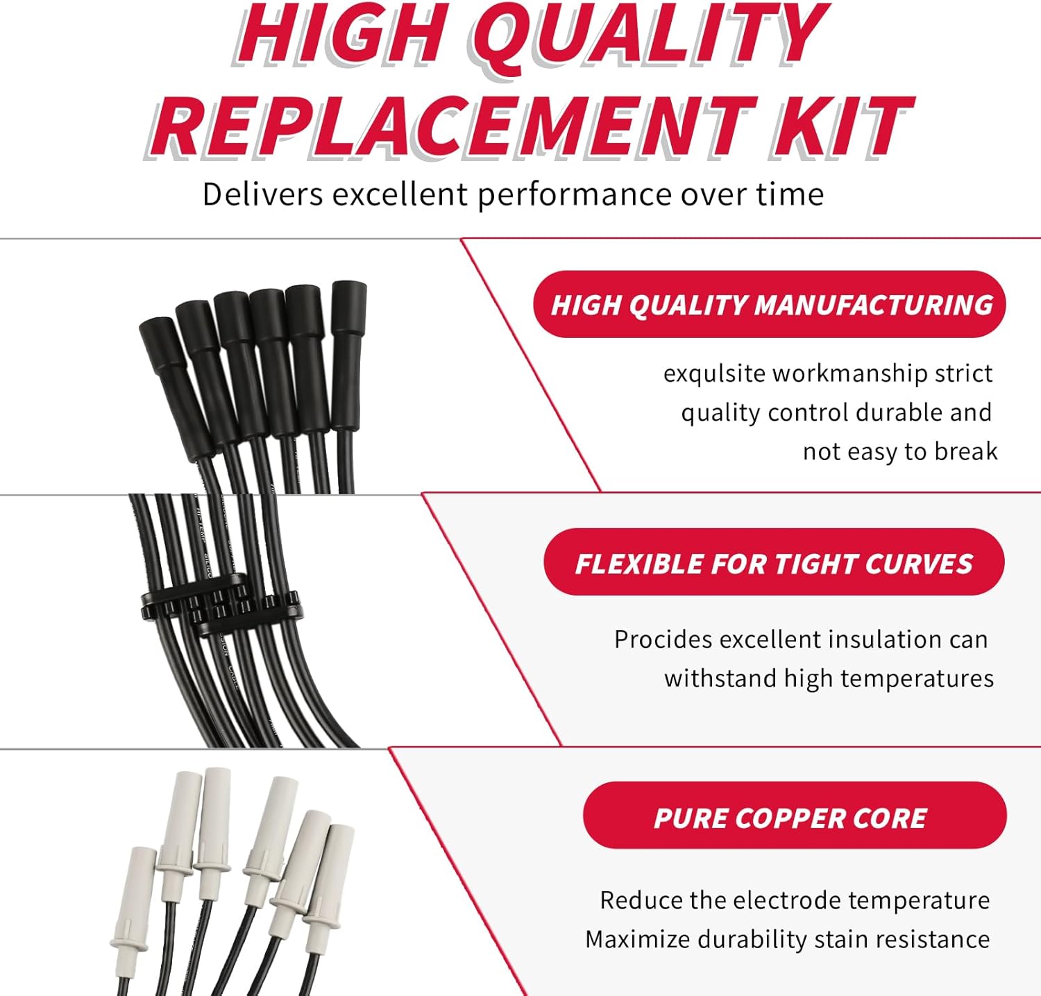 Set of 6 PCS Ignition Spark Plug Wires 53188 RC-CRX070S 7703 94661 05019593AA & 6 Iridium Spark Plugs Set Compatible with V6 3.3L Chrysler Dodge Pacifica Town Country Voyager Grand Caravan Routan