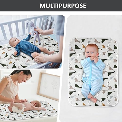 Miniatura 6 de Cambiador de pañales para bebé, 21 58 x 31.5 pulgadas, impermeable, reutilizable, suave y absorbente, cambiador portátil (lindo dinosaurio, 1 unidad)