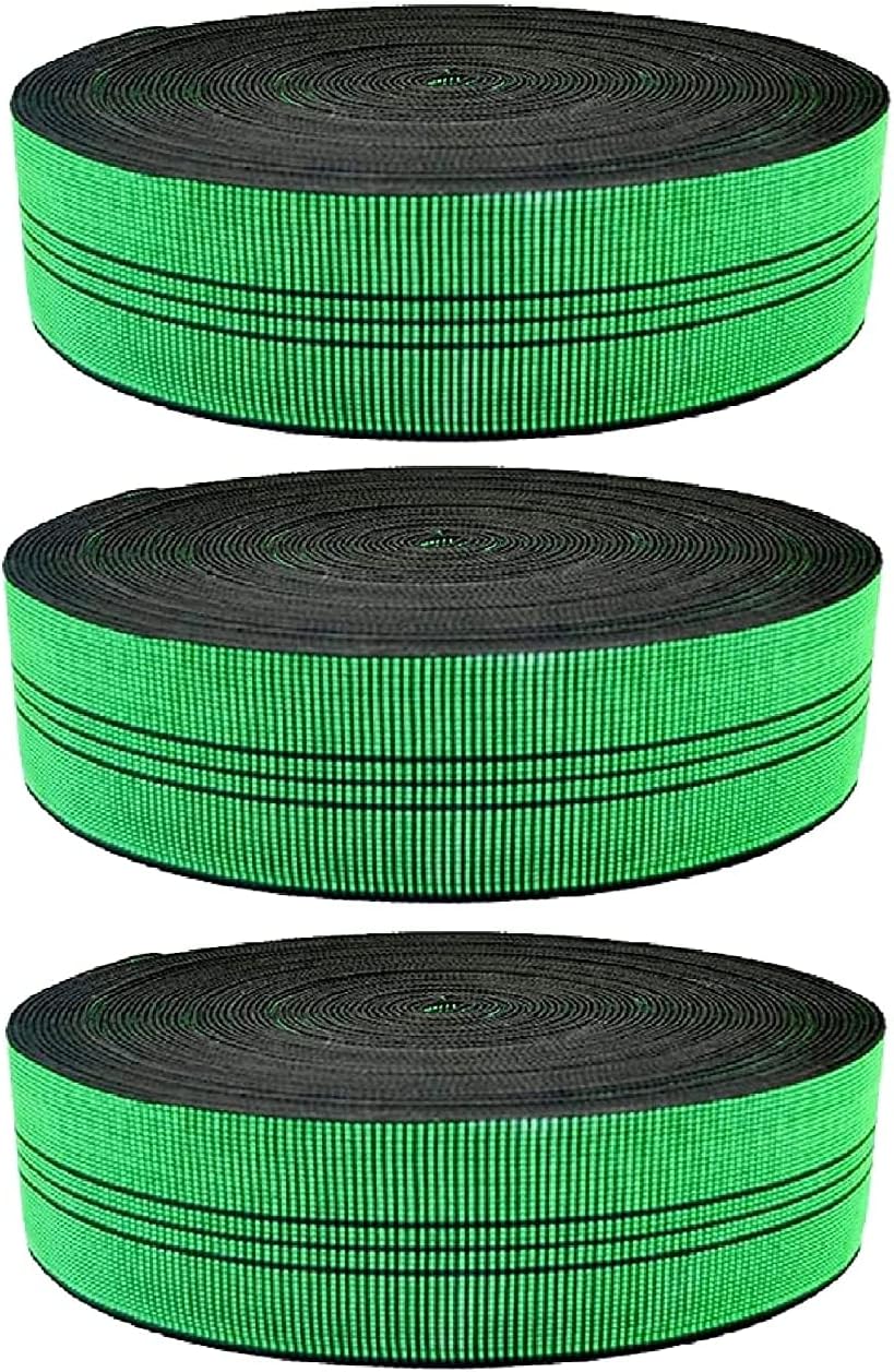 Furniture Elastic Webbing 1.5 Inch Upholstery DIY Sofa Couch Sitting Belt Replacement Upholstery Modification Elastic Belt 8 Meter Green 3 Pcs