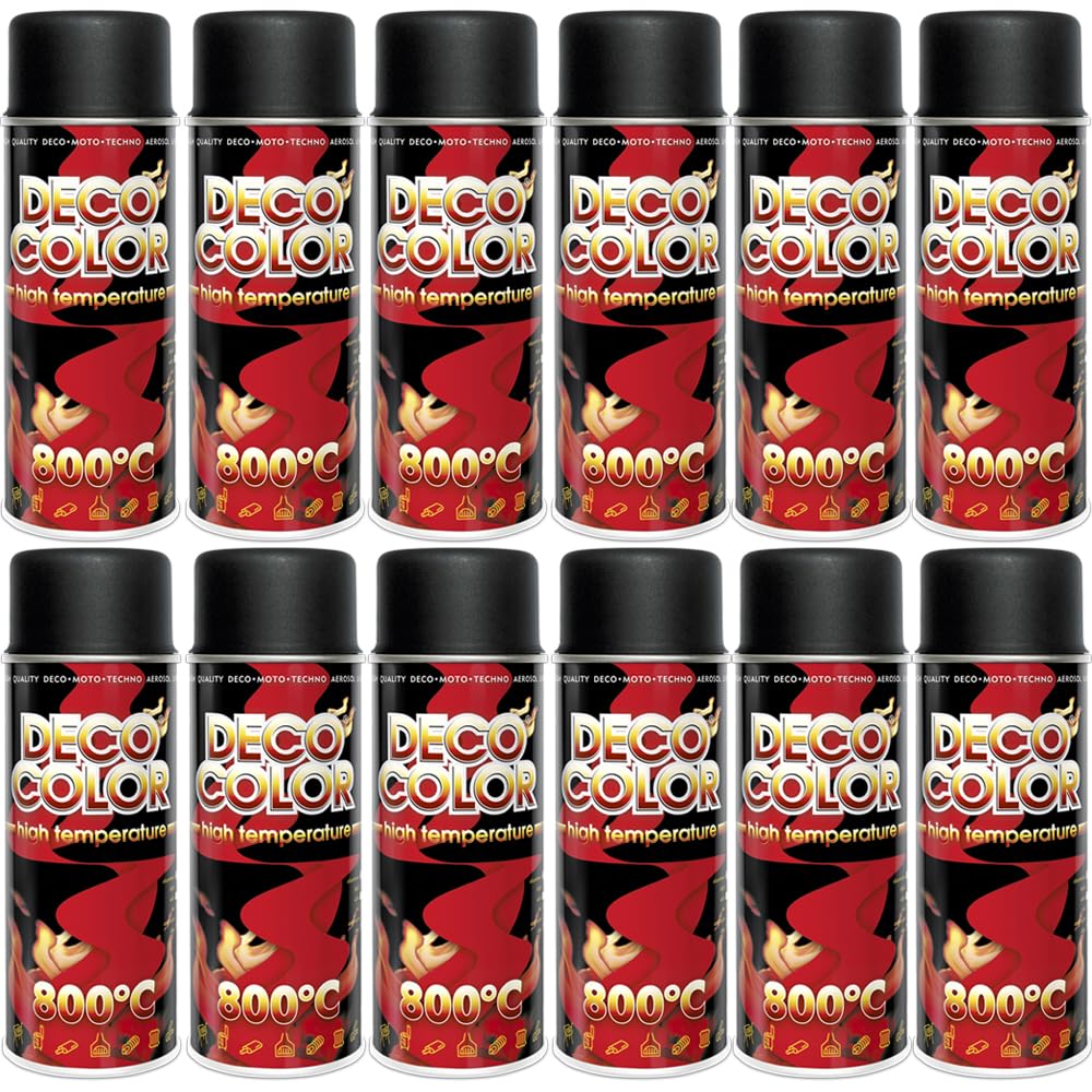 12 Stück 400ml schwarz Ofenlack Auspufflack Lack hitzebeständig 800°C