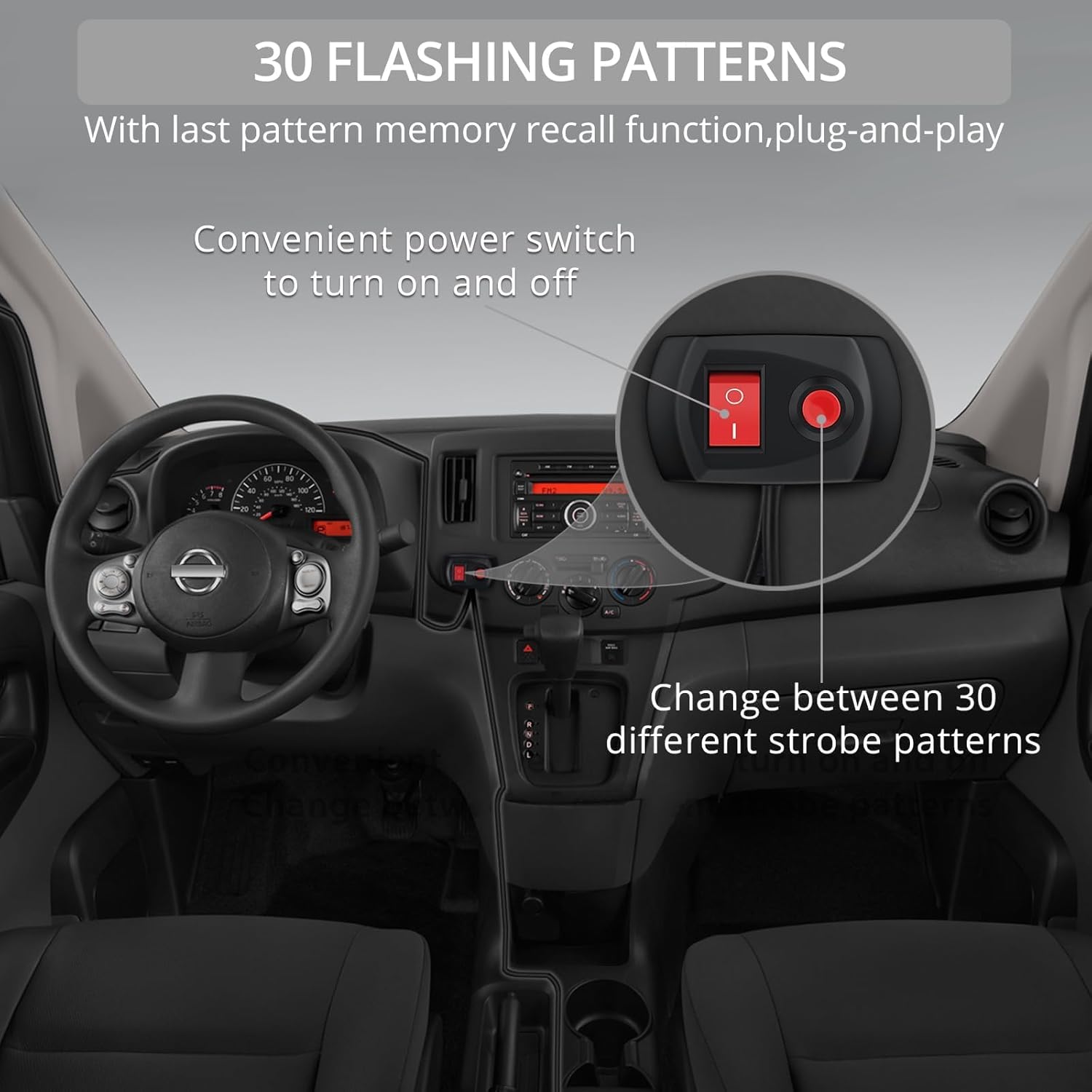 Justech 8PCS 6LED Surface Mount Strobe Lights Kit for Trucks, 30 Flash Modes Amber White Grill Grille Emergency Warning Flashing Hazard Lights Assemblies IP65 Waterproof for Vehicles ATV RV Cars Van