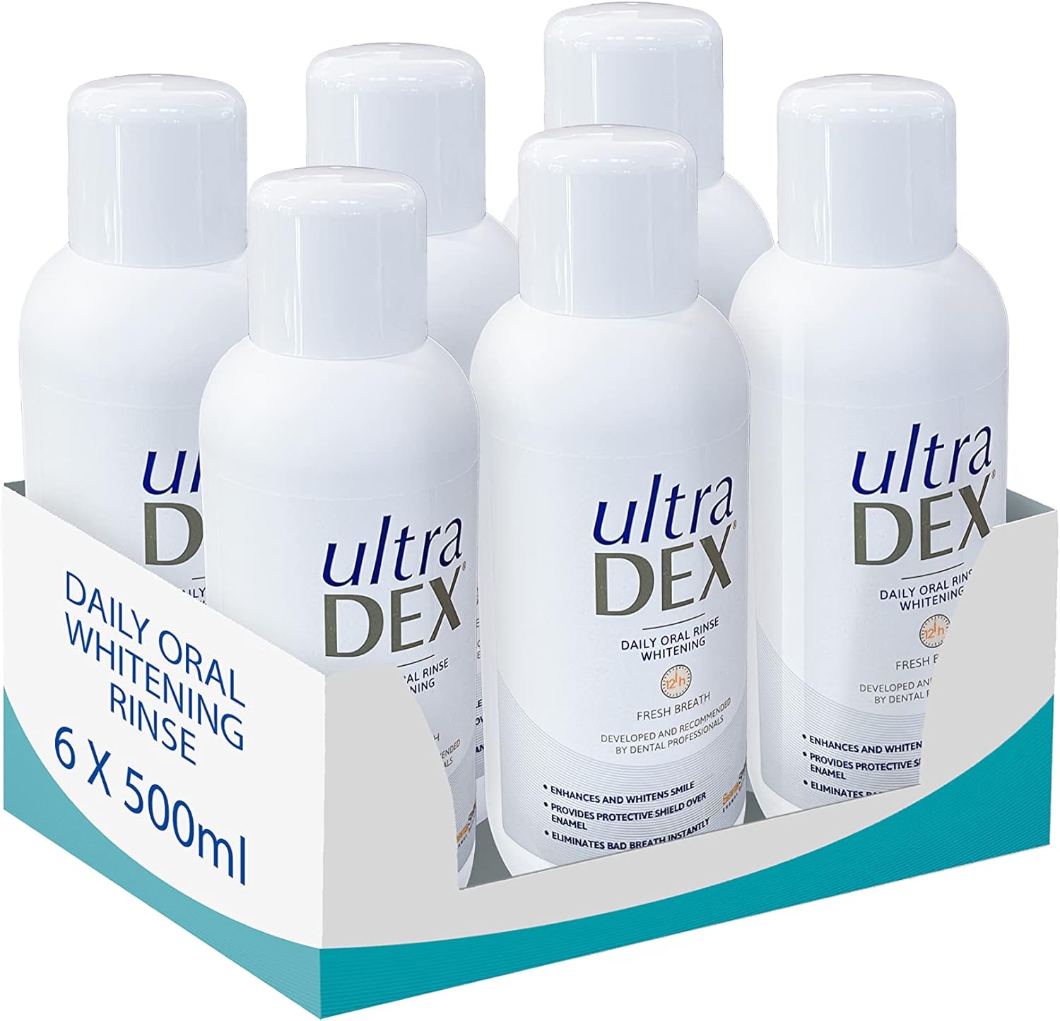 UltraDEX Daily Oral Rinse + Whitening, Clinically Proven 12hr Bad Breath Treatment, Alcohol Free