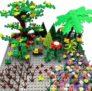 ZHX Garden Park Building Block Parts Botanical Scenery Accessories Plant Set Building Bricks Toy Trees Flowers Compatible All Major Brands Without Baseplate