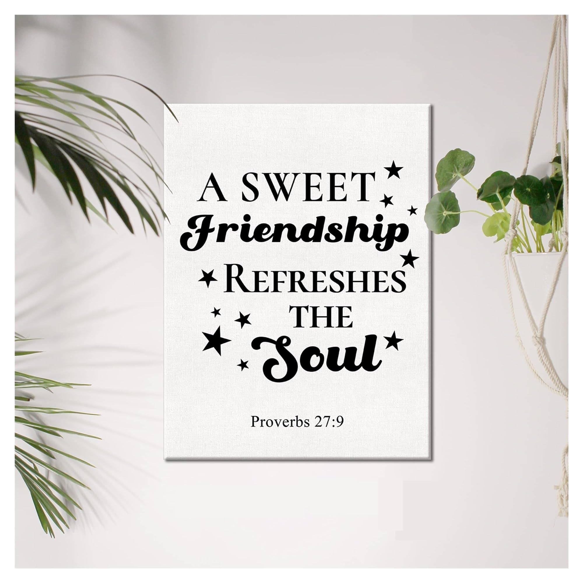 KCDFDVJFBM Christian Friendship Gift - A Sweet Friendship Refreshes the Soul Canvas Print, Proverbs 27:9 Bible Verse Wall-Art for Women & Girls​(Unframed,12x18inch(30x45cm))