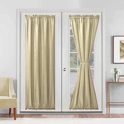 Miniatura 225 de Hiasan Cortinas para ventana de puerta delantera, bolsillo para barra, cortina de privacidad semitransparente para puerta francesa, 1 panel