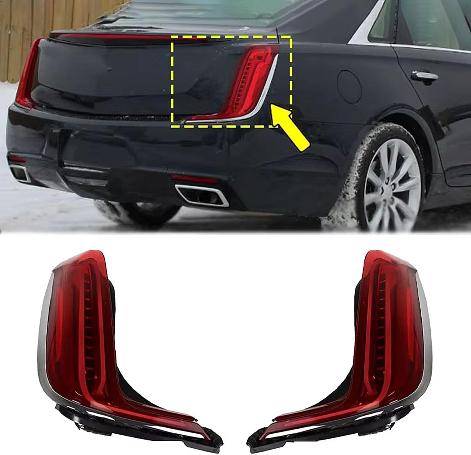 Car Taillight Housing Tail Light Assembly Rear Taillight Cover For Cadillac Xts 2018 Durable Light Housing Accessories B-Right Side