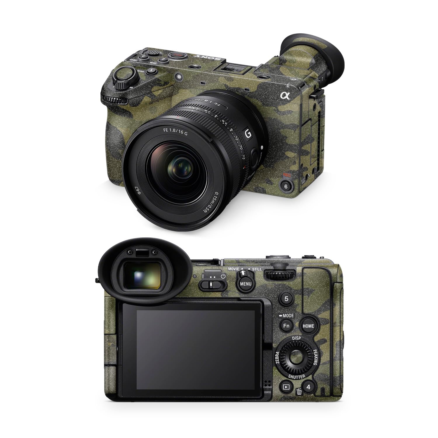 Glossy Glitter Camera Skin Compatible with Sony FX2 Digital Camera (2025) - Green Camouflage - Premium 3M Vinyl Protective Wrap Decal Cover - Easy to Apply | Crafted in the USA by MightySkins