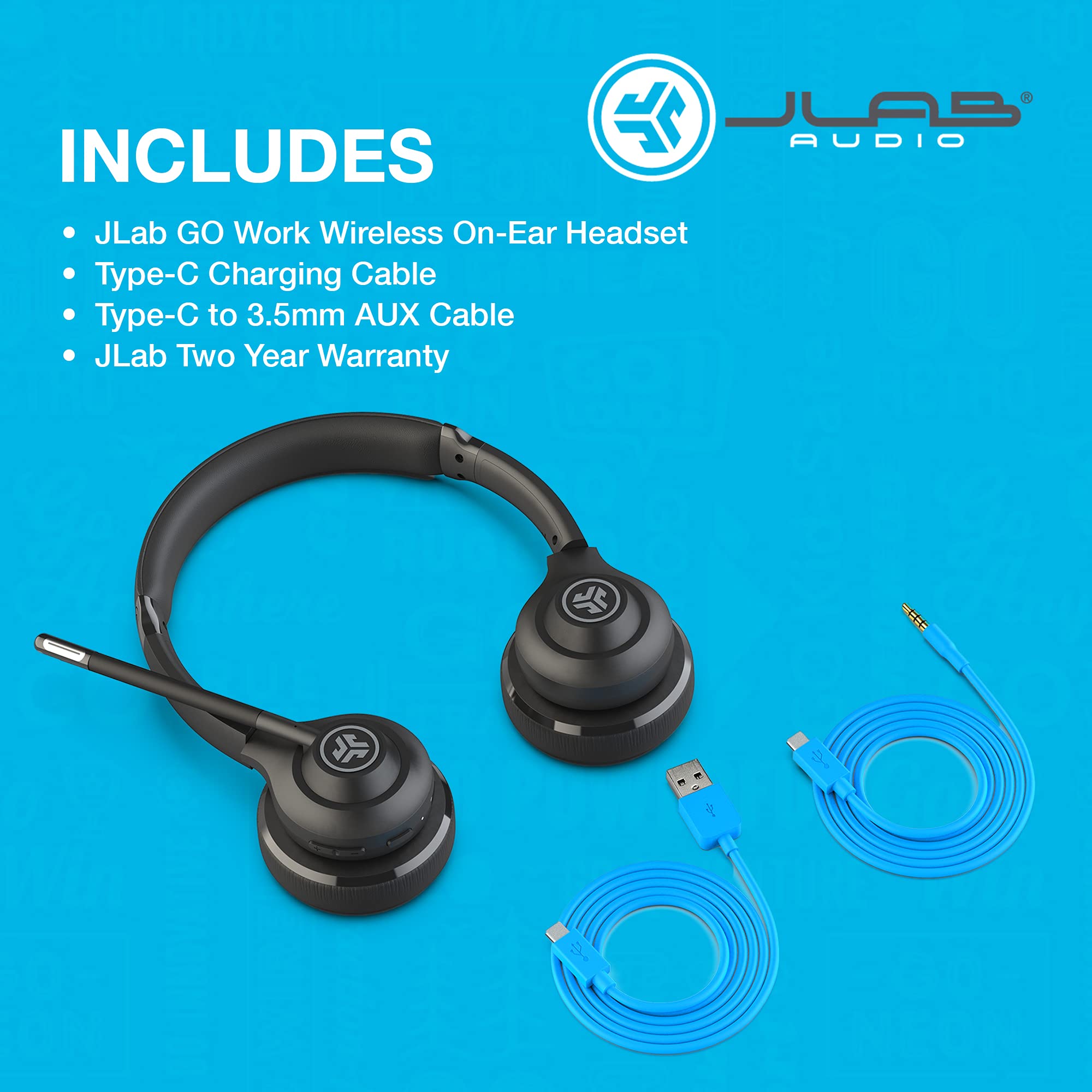 JLab Go Work Wireless OnEar Headphones with Boom Mic Bluetooth or