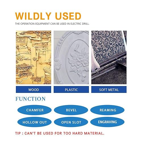 Vista 5 de Juego de fresas rotativas de carburo de tungsteno, vástago de 0.118 in (1/8 pulgadas) para carpintería de bricolaje, tallado y grabado, 20 brocas