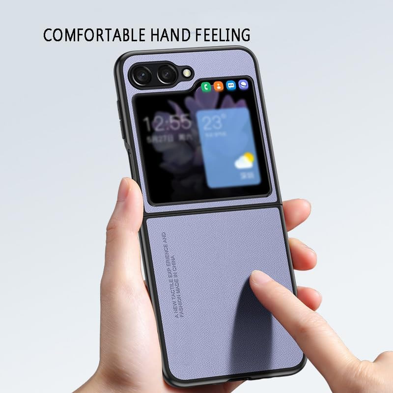 EKSED Custodia per Samsung Galaxy Z Flip 5, Premium Pelle Slim Fit Protettiva Antiurto AntiGraffio Cover Telefono Anti Impronte Digitali