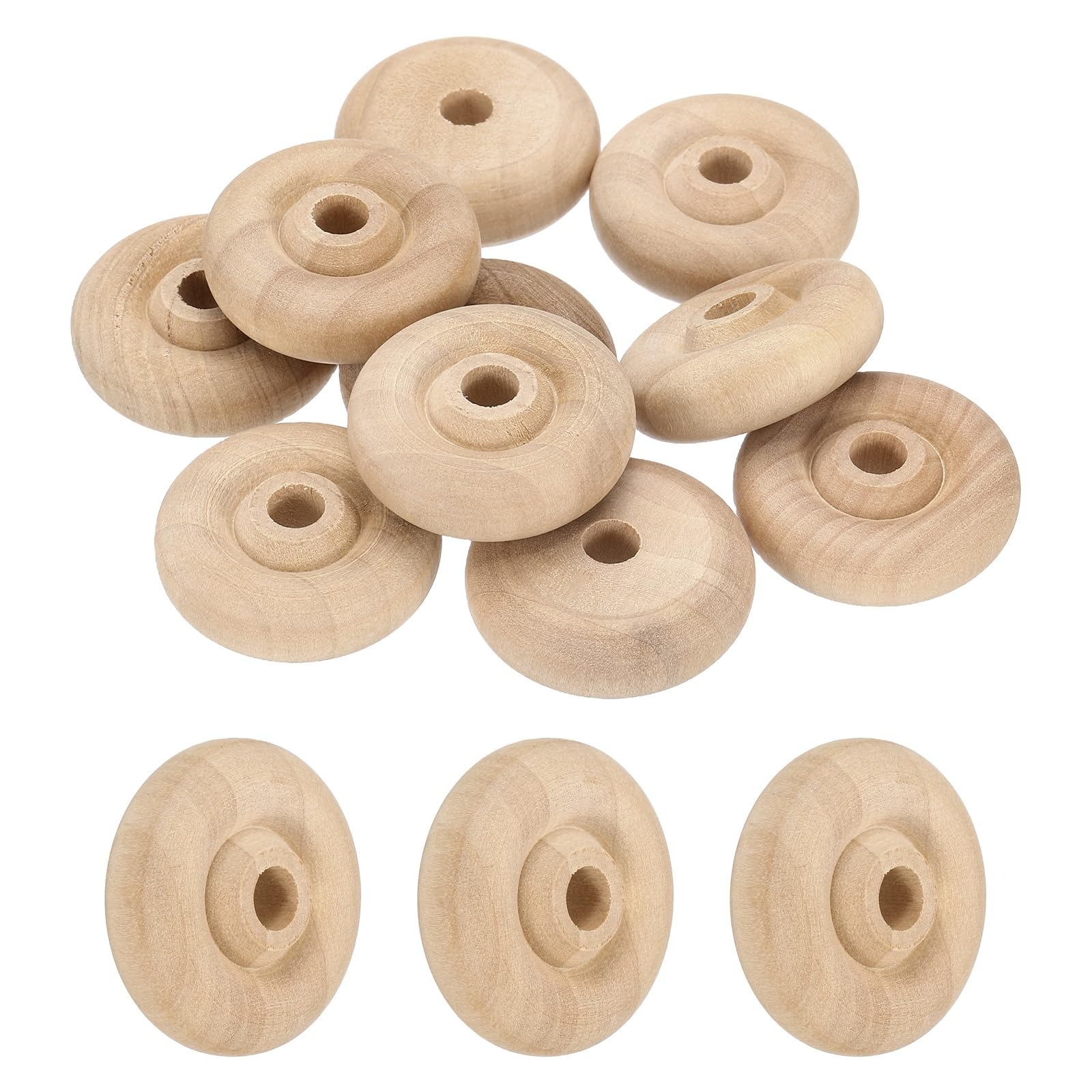 sourcing map 10 Pcs Wooden Wheels, Unfinished Wooden Craft Wheels for Crafts DIY Toy Cars Painting Colors Woodworking Projects, 1.25 Inches Dia