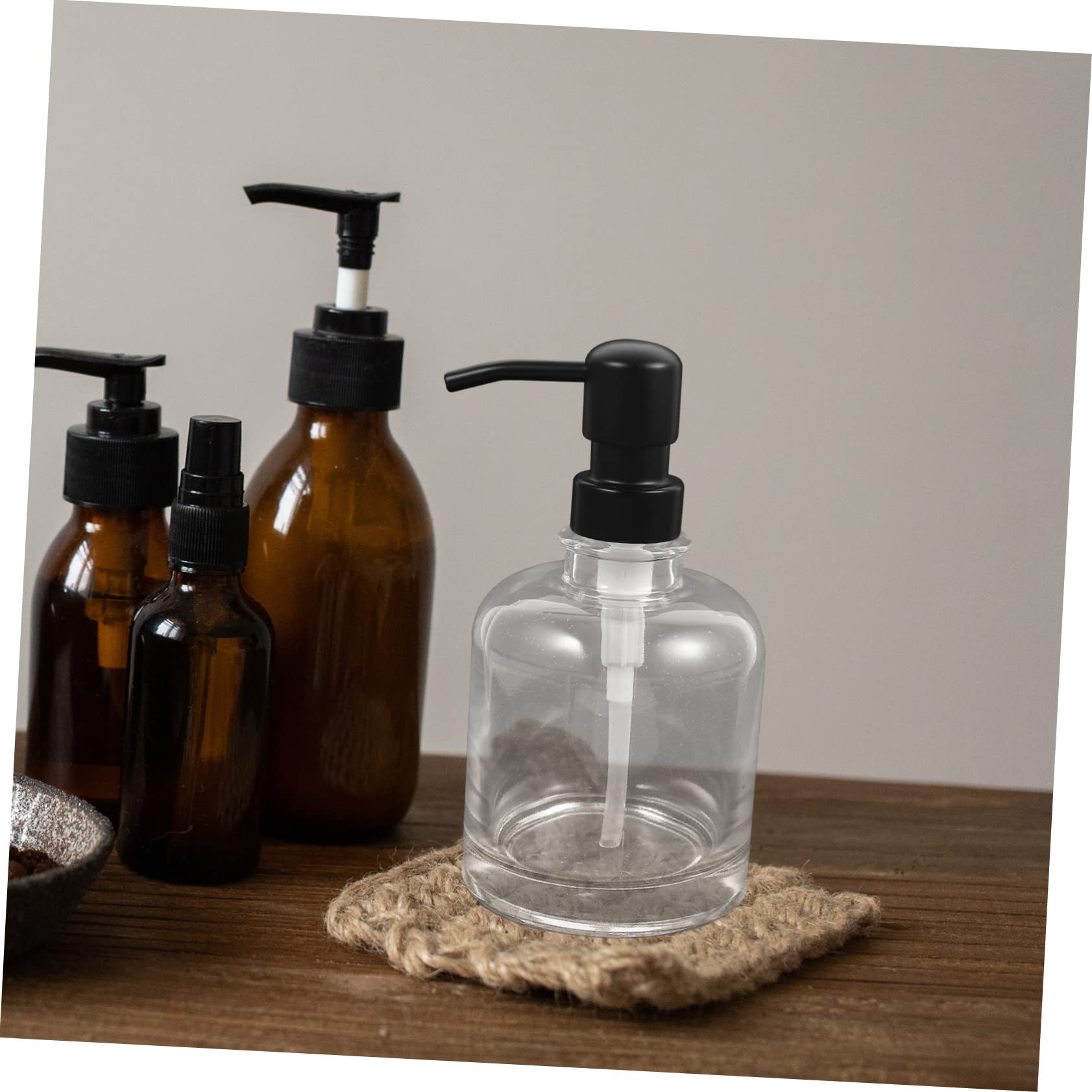 Cabilock 2stücke Shampoo Pumpe Flasche 12oz Edelstahl Glas Seifenspender Für Badezimmer Wiederverwendbar Druckempfindlich Transparent Leicht Nachfüllbar