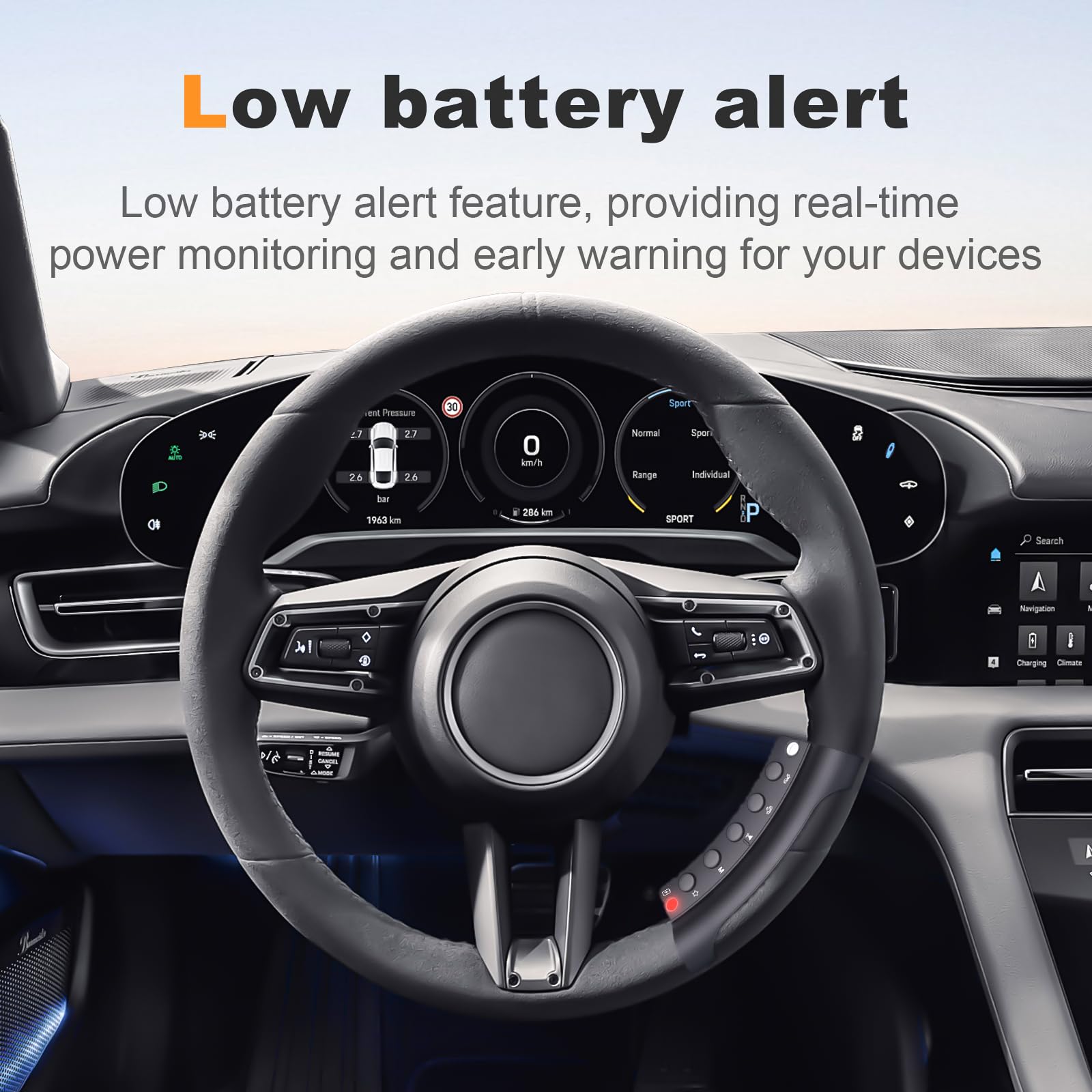 Y-METDRIVING Mando a distancia inalámbrico para volante con señal Indica para y-metdriving estéreo portátil de coche y otros estéreo de coche Android, con alerta de batería baja, control de función de