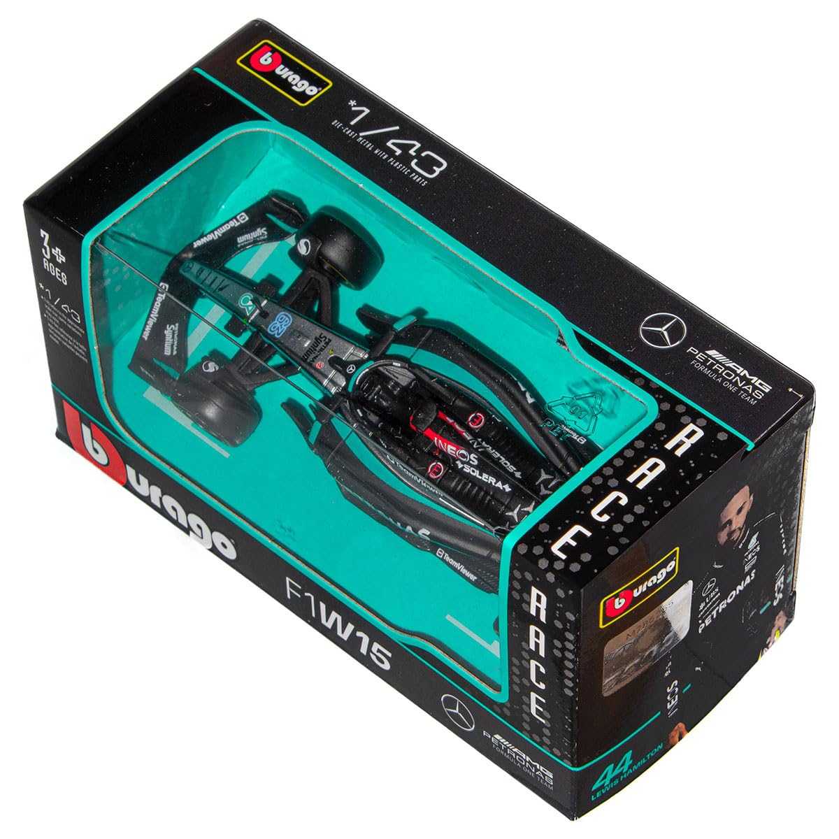 Bburago F1 Formula 1 MERCEDES AMG W15 (2024), RUSSELL, Incredibly Detailed Die-Cast Replica Collectible Race Car Model - Image 2