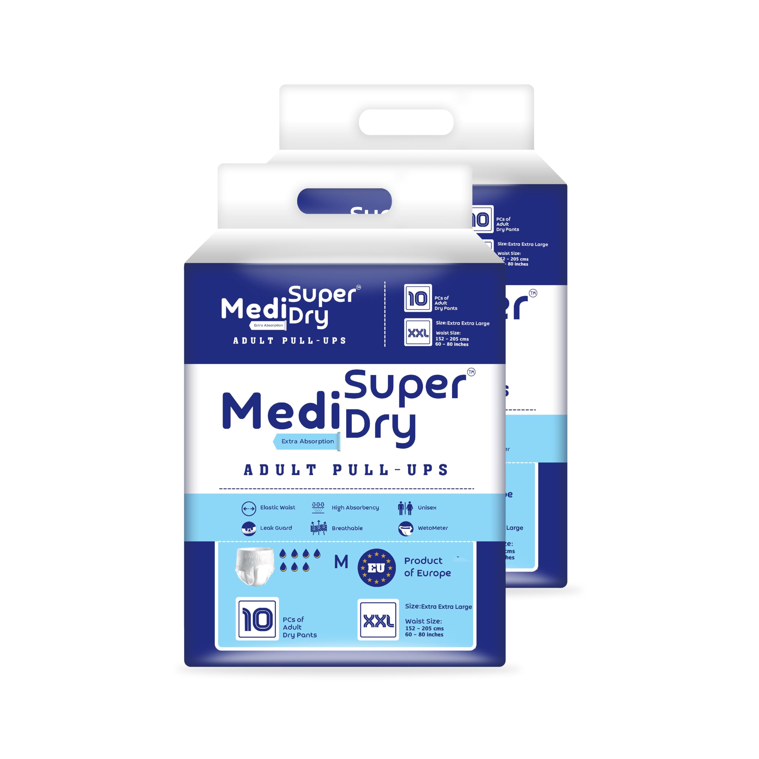 Adult Diaper Pants | Double Extra Large (2XL) |Waist 152-205 cm (60-80 inches) |High Absorbency -10 Hrs |Leakproof |Breathable |Odourless |Elastic Waist |Men & Women | 20 Units, Pack of 2