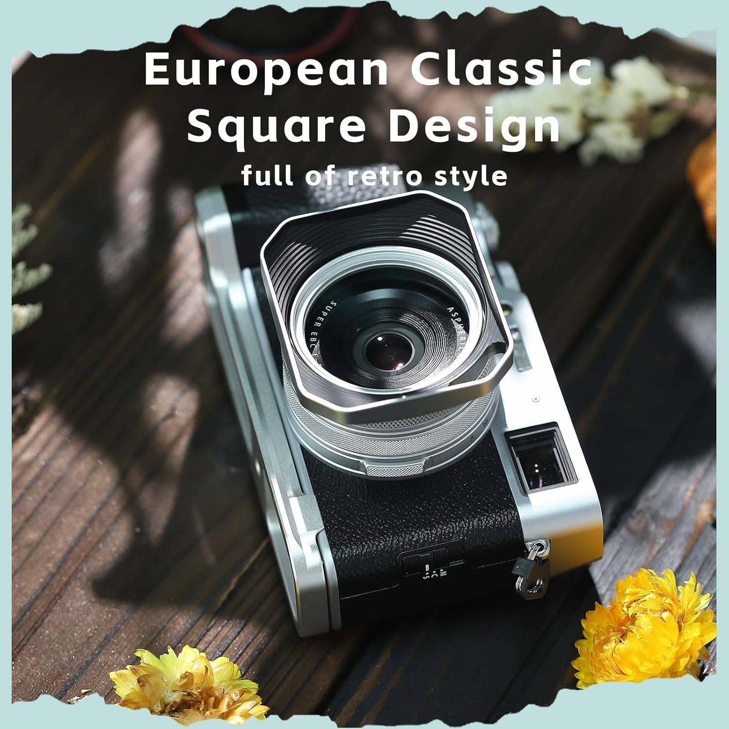 Haoge Square Metal Lens Hood for Fujifilm X100VI X100V X100F X100T X100S X70 Fuji Photo Camera Accessories Silver with 49mm Uv Filter Adapter Ring Hollow Out Designed LH-X1006-PS - Image 9