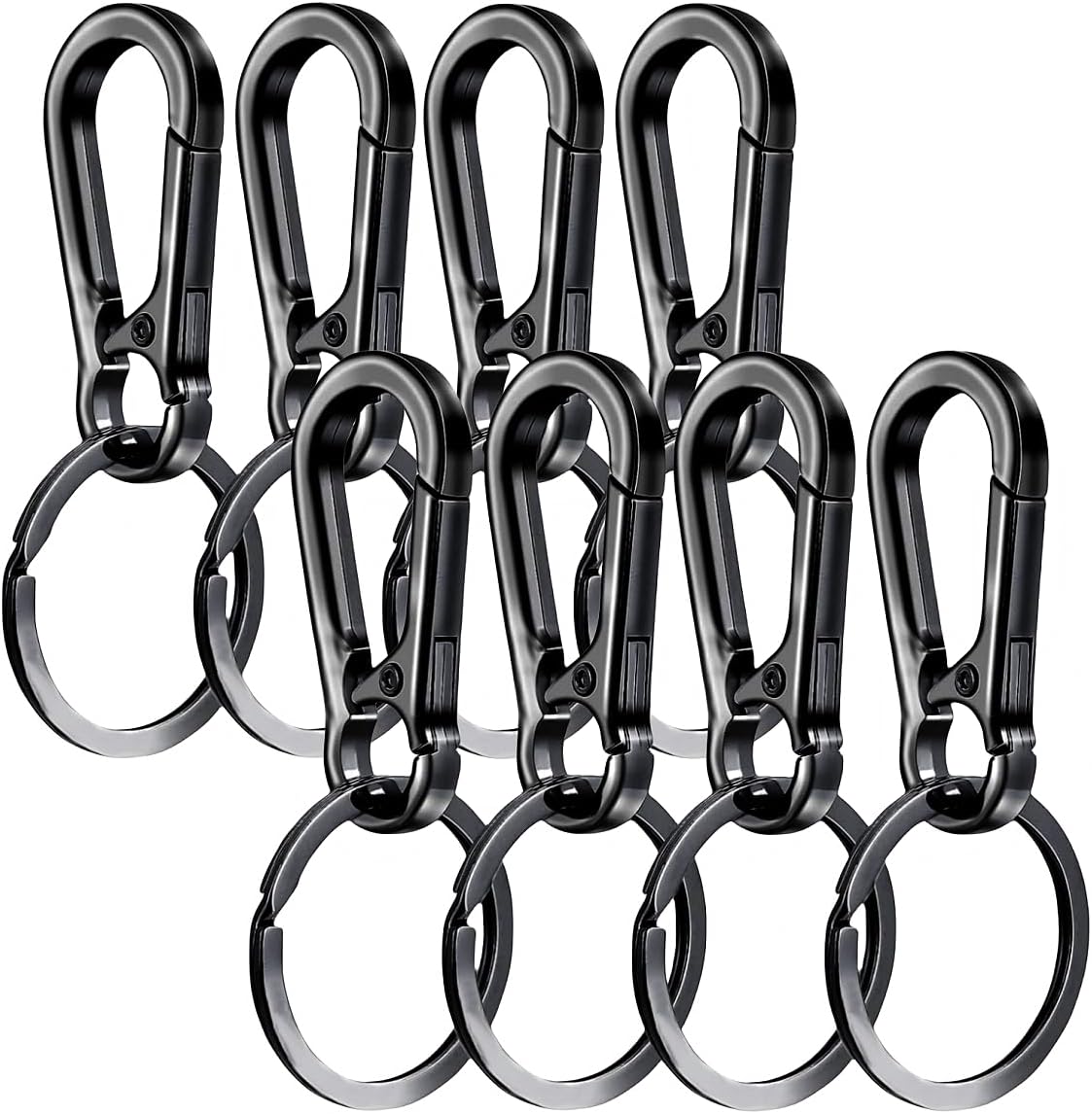 8pcs Metal Keychain Key Ring Keyring Carabiner Clip Keychain Holder Organizer for Home Car Key Finder Wallet Charm Lanyard Hook for Men Women