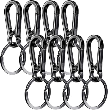 8pcs Metal Keychain Key Ring Keyring Carabiner Clip Keychain Holder Organizer for Home Car Key Finder Wallet Charm Lanyard Hook for Men Women