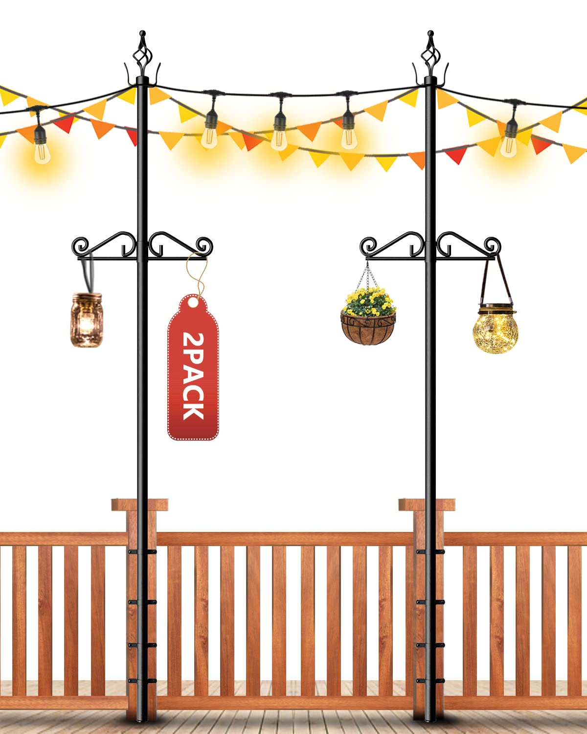 IRMNAN String Light Poles, Light Poles for Outside String Lights, 9FT