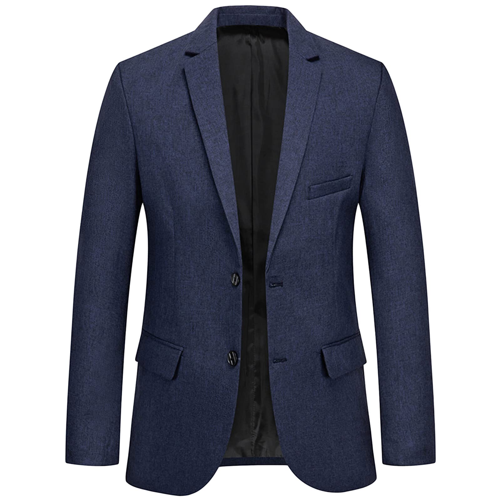 Men's Casual Slim Fit Sport Coat Solid 2 Button Notched Lapel Suit Jacket Lightweight Daily Prom Tuxedo Blazer (Dark Blue,Large)
