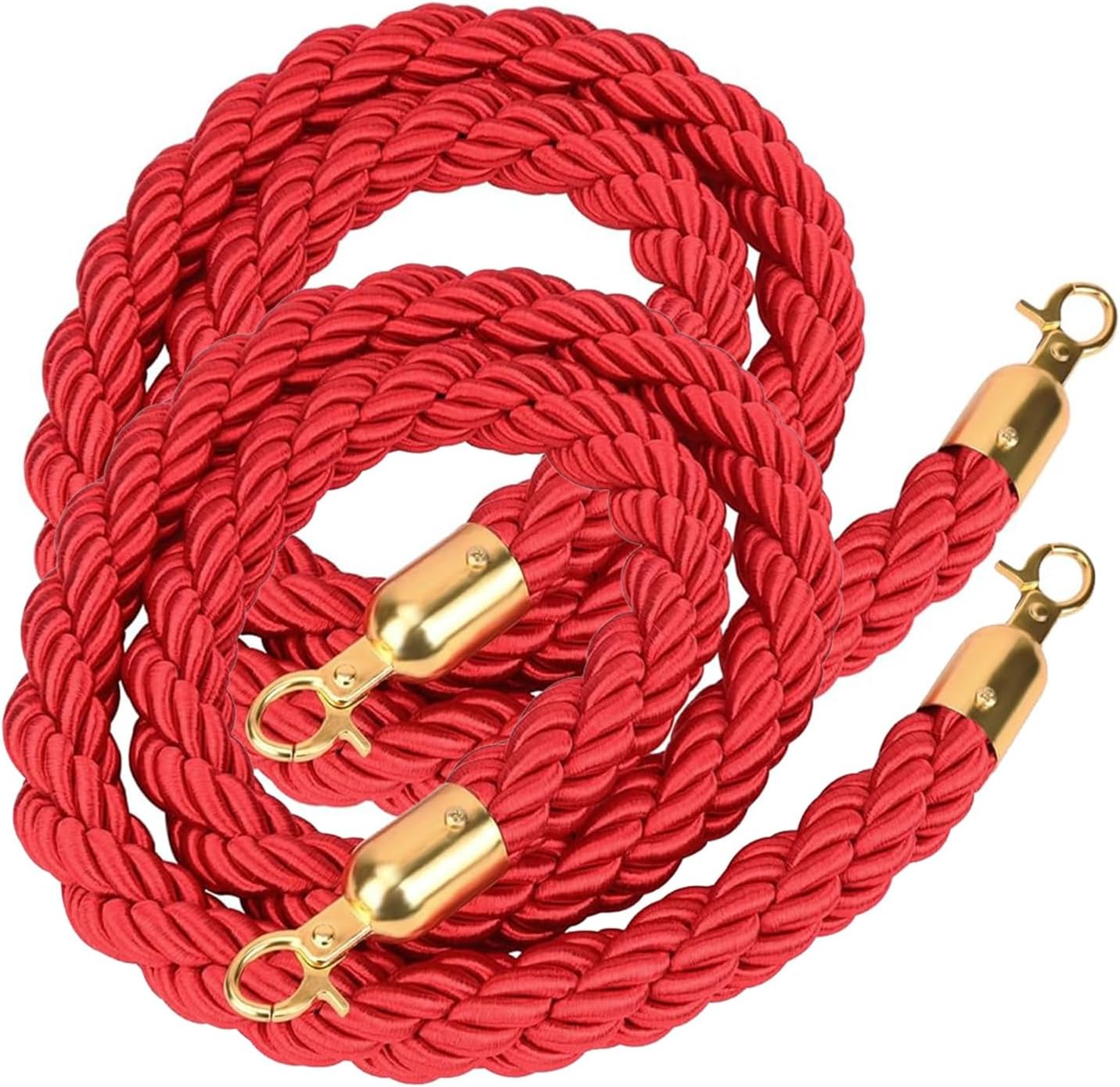 2-Pack Thick Crowd Control Rope 2-13 ft Retractable Queue Barrier Rope with Gold Ends for Event Line Management Sturdy Queue Rope for Effective Crowd Control