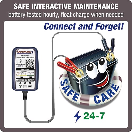 Vista 6 de Tecmate Tecmate Optimate 1 Duo, TM-409, cargador y mantenedor de batería de 4 pasos de 12 V/12.8 V 0.6 A