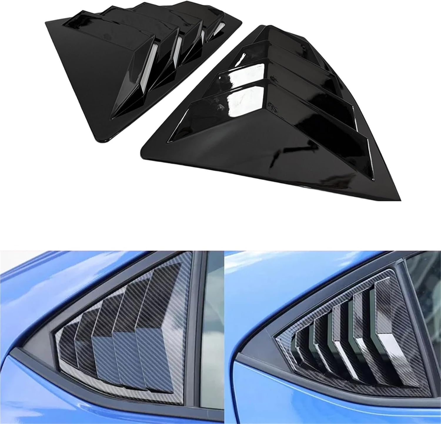 Car Rear Louver Window Side Shutter Cover Trim Sticker Vent Scoop Compatible with Subaru WRX STI VB 2022-2025(Gloss Black)