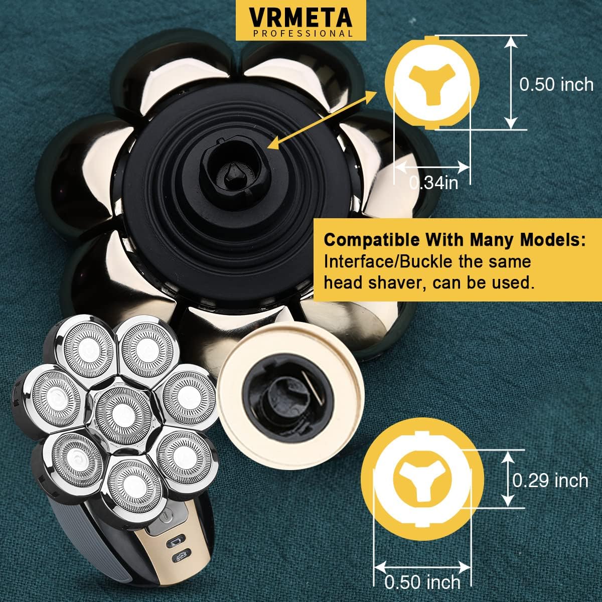 Head Shaver Replacement Head Floating Shaver Blades 8D Sharp Stainless Steel Men's Electric Shaver Replacement Heads fo blad Man (8 Heads (Silvery) - Image 4