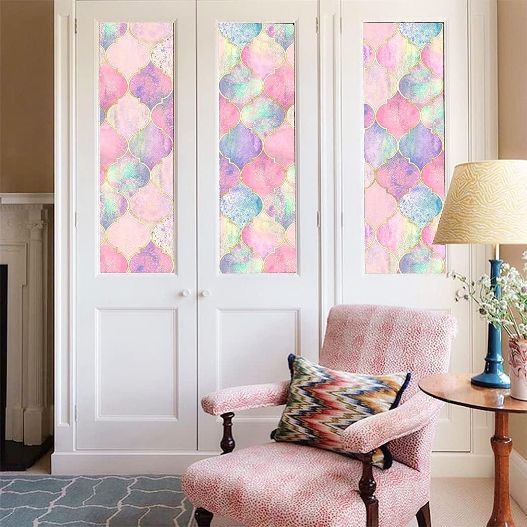 Blooming Wall DPY40 Peel and Stick Pink Multicolor Trellis Wallpaper Self-Adhesive Removable Wallpaper Wall Mural Wall Décor