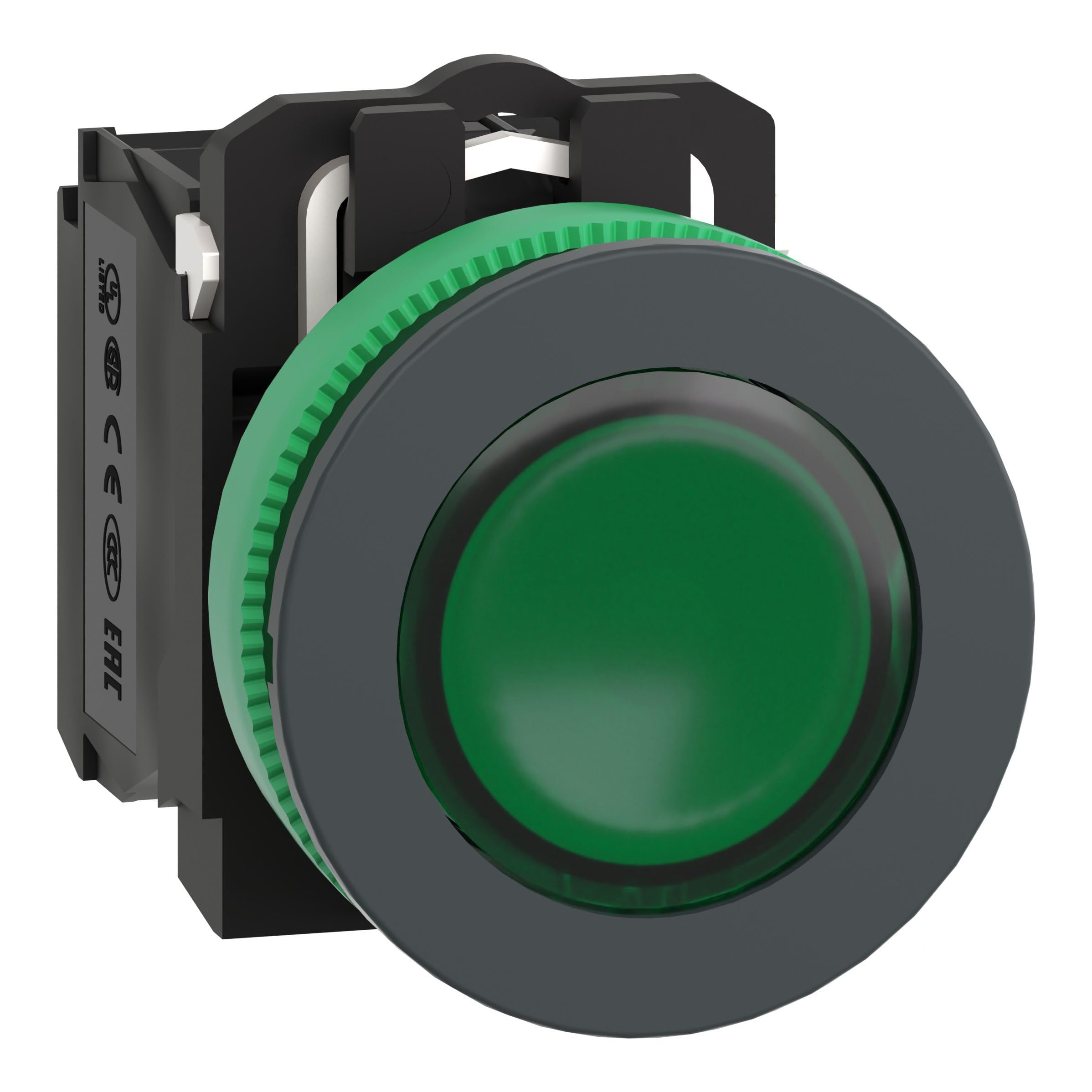 Schneider Electric Illuminated push button, Harmony XB5, antimicrobial, plastic, green, 30mm, universal LED, 1NO + 1NC, 24V AC DC