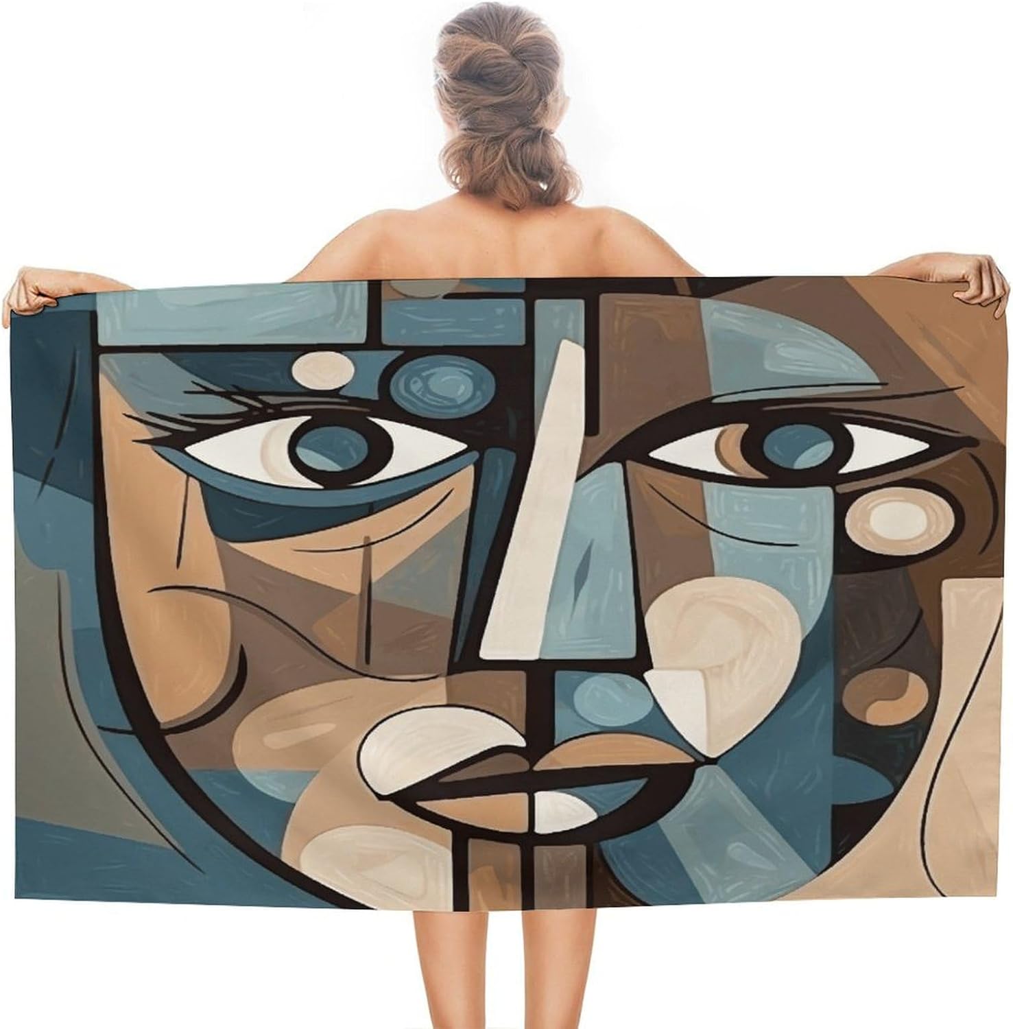 Swimming Towel, Woman Drawing Printed Fashion Towel,Portable Towel,Durable Towel