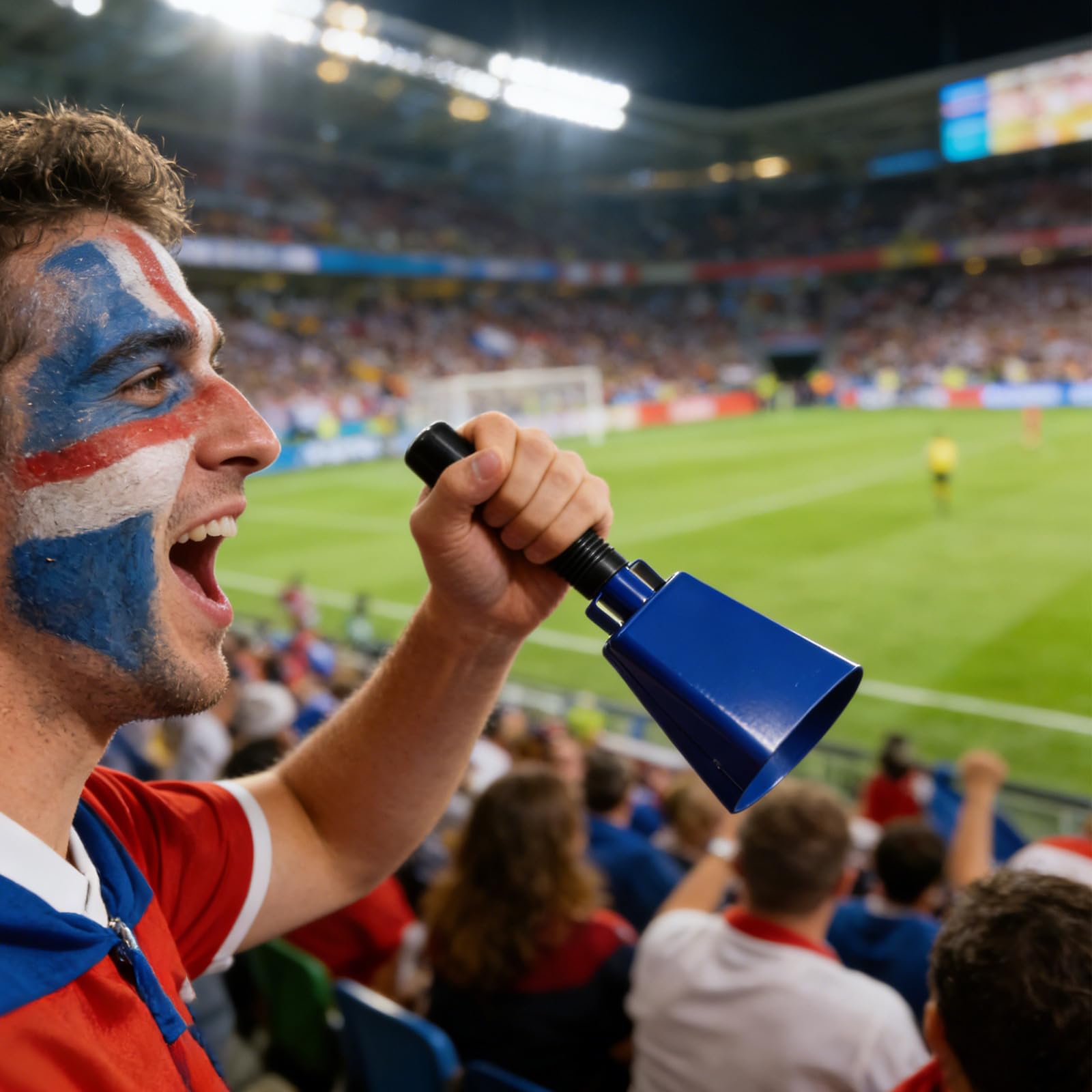 Hemobllo Kuhglocke mit Griff und Handschlaufe (22cm), Laute Metall Handglocke Fanartikel zum Anfeuern, Blaue Cowbell Glocke für Fußball, Sportveranstaltungen, Stadion und Party