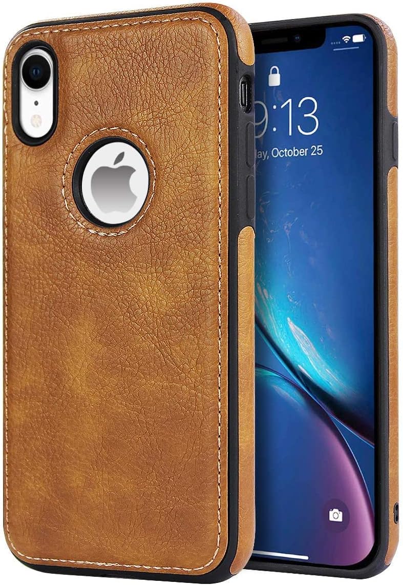 Excelsior Premium PU Leather Back case Cover with 360 Degree Full Body Protection | Shockproof Compatible with Apple iPhone XR (Brown)