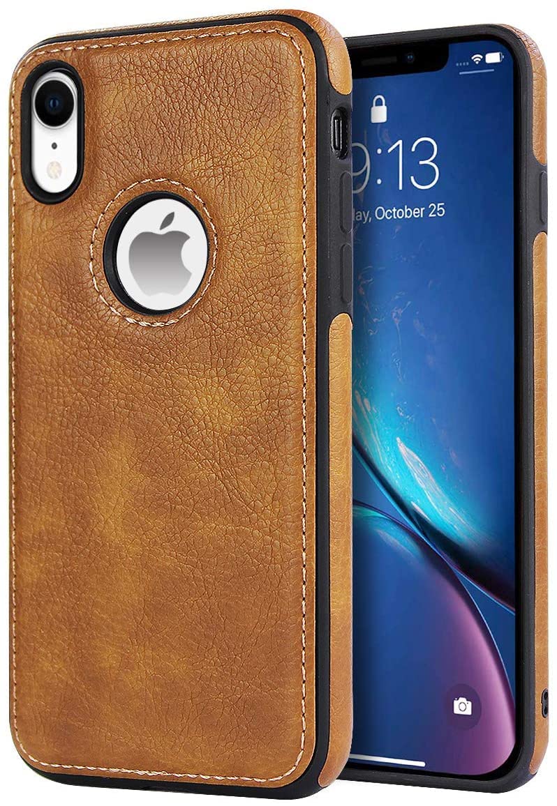 Excelsior Premium PU Leather Back case Cover with 360 Degree Full Body Protection | Shockproof Compatible with Apple iPhone XR (Brown)