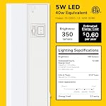 GETINLIGHT 12-inch Hardwired Only 3 Color LED Under Cabinet Lighting, Selectable 3000K/4000K/5000K, Dimmable, Matte White Finished, ETL Listed, IN-0201-11-WH-345K