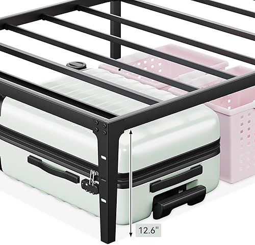 Miniatura 6 de GAOMON Base de cama individual de 14 pulgadas, plataforma de metal resistente, listones de acero resistente, no necesita somier, fácil montaje, sin