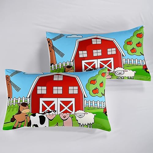 Miniatura 6 de QOOMO Edredón de animales de granja, juego de edredón de granja para niños, adolescentes, niñas, niños, juego de ropa de cama de 3 piezas con