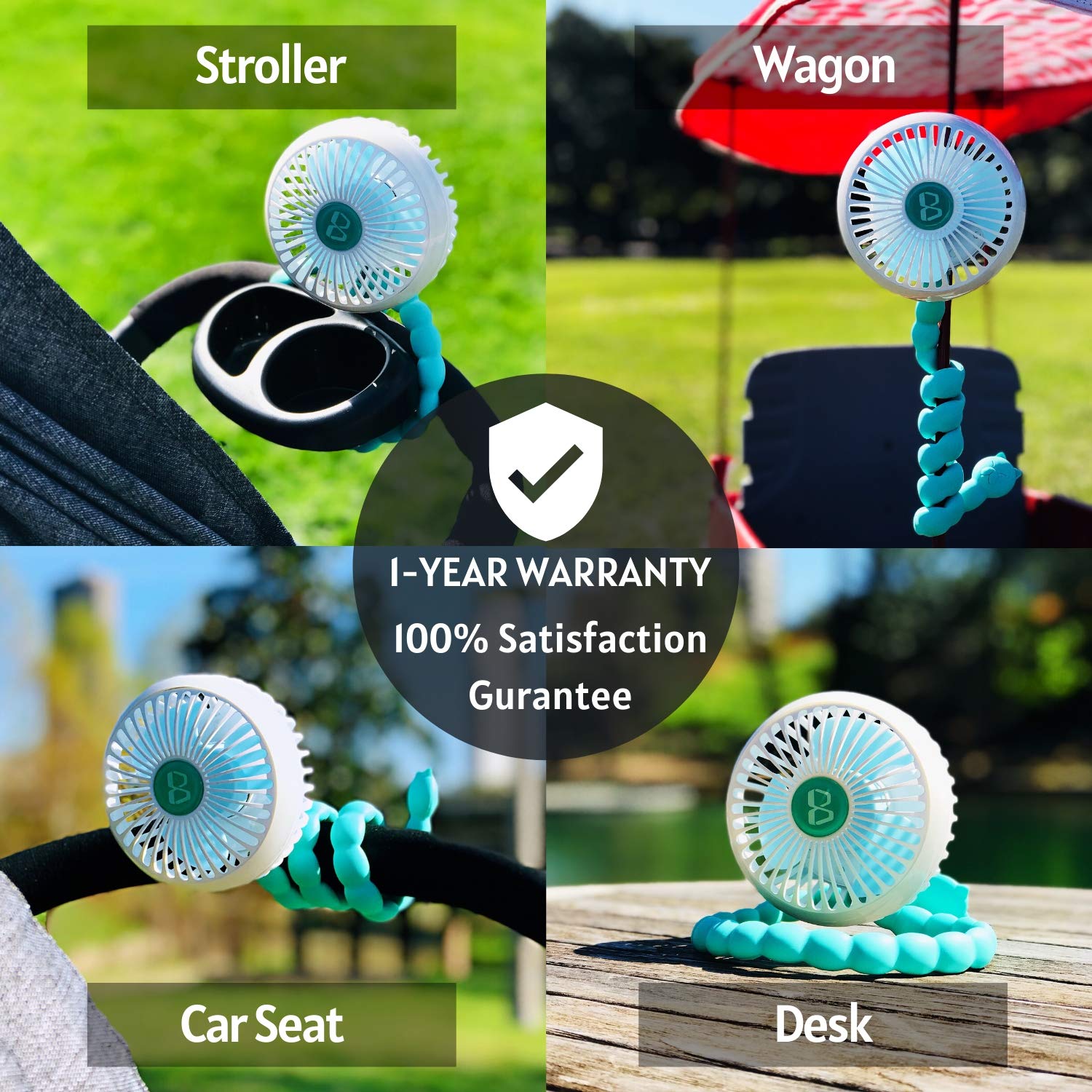 Moomet Mini Portable Stroller Fan | Flexible Monopod | USB Rechargeable Battery : Baby