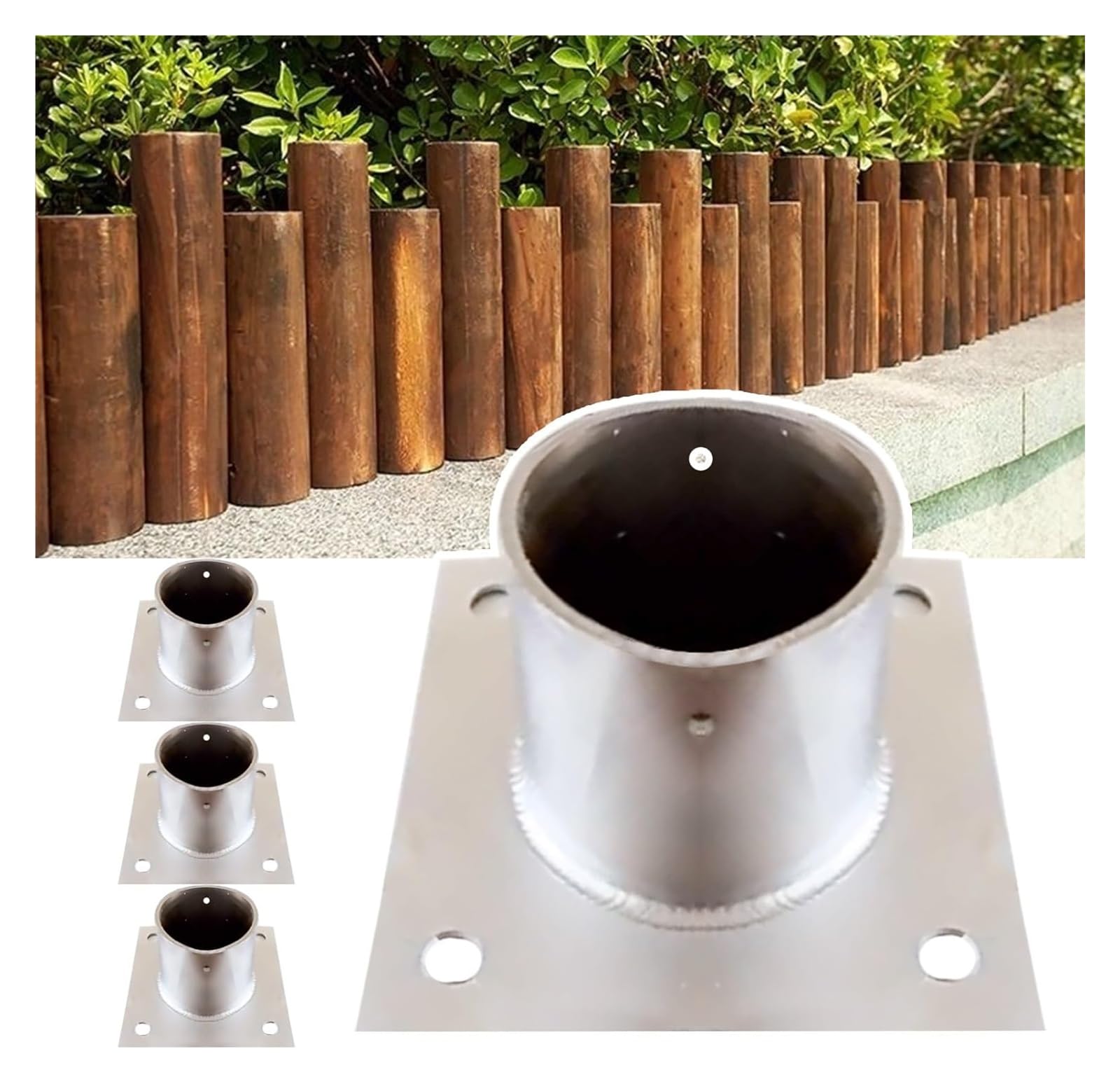 CXGfdghD fence posts， Heavy Solid Fence Post Concrete Mount, for Holding The, Mailbox(Dia 100mm(3.9in),4 Pcs)