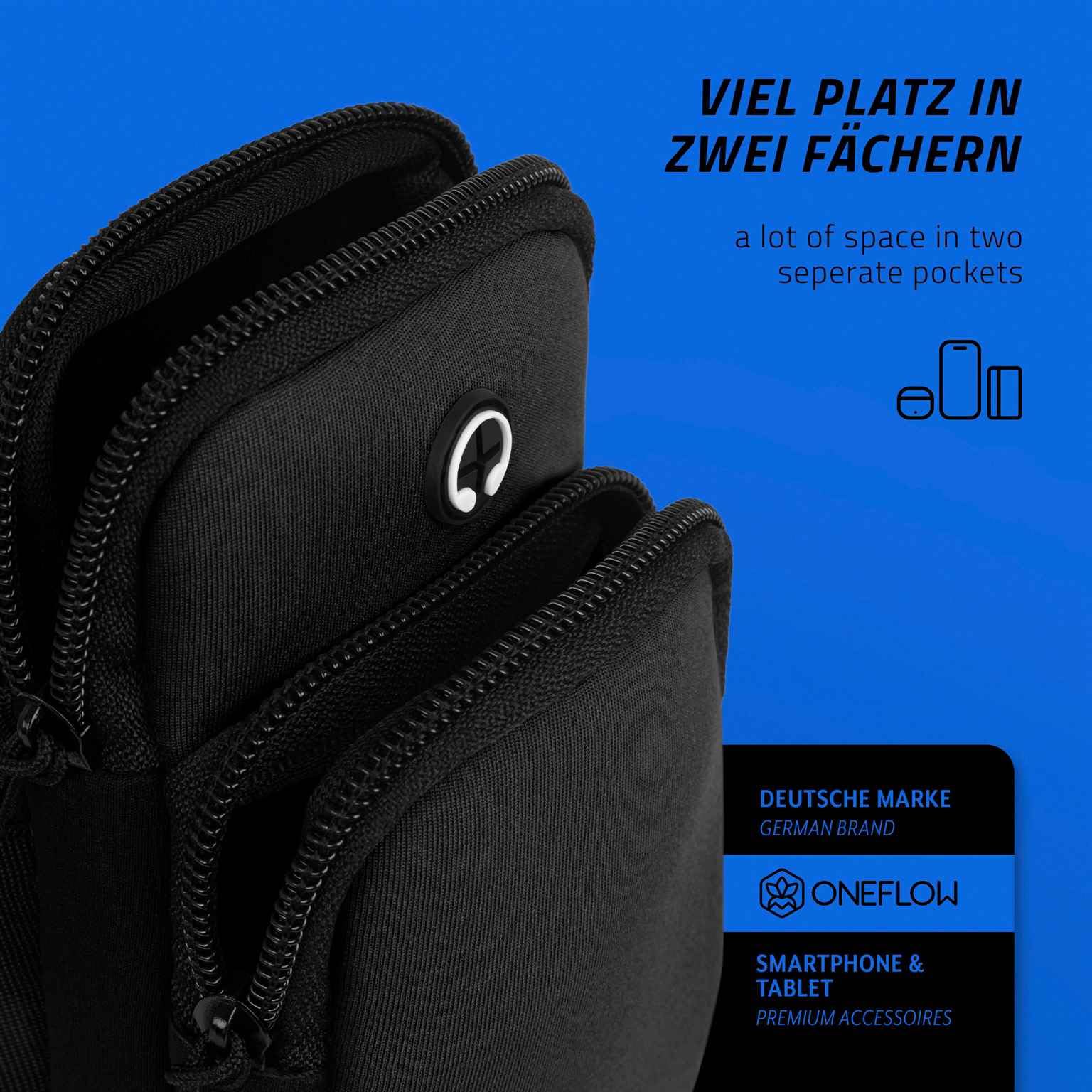 Brassard De Sport ONEFLOW Pour Motorola Moto G54 5G – étui étanche, Réglable, Avec Poche Pour Cartes – Idéal Running, Fitness