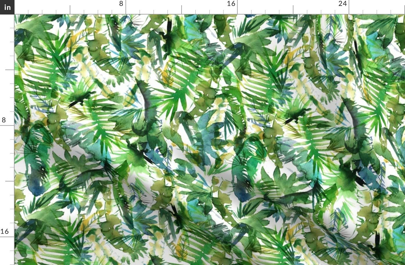 Spoonflower Fabric - Jungle Green Tropical Palm Leaves Printed on Organic Cotton Sateen Fabric by The Yard - Sewing Quilting Apparel Home Decor