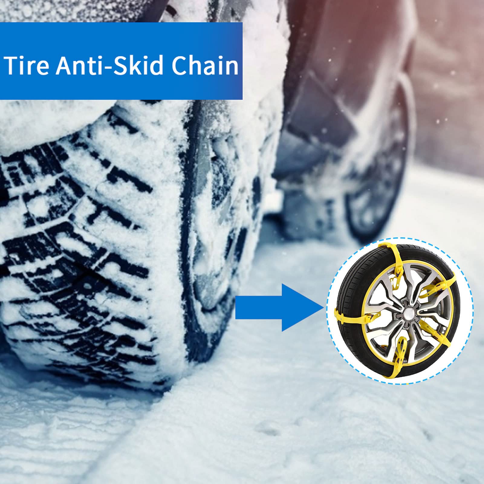 Cadenas de neumáticos para Coches - 10 Cadenas de Rueda para neumáticos de | Coche,Cadena de neumáticos Ajustable Antideslizante de Emergencia para Camiones Pesados Sedan, Hielo de Barro