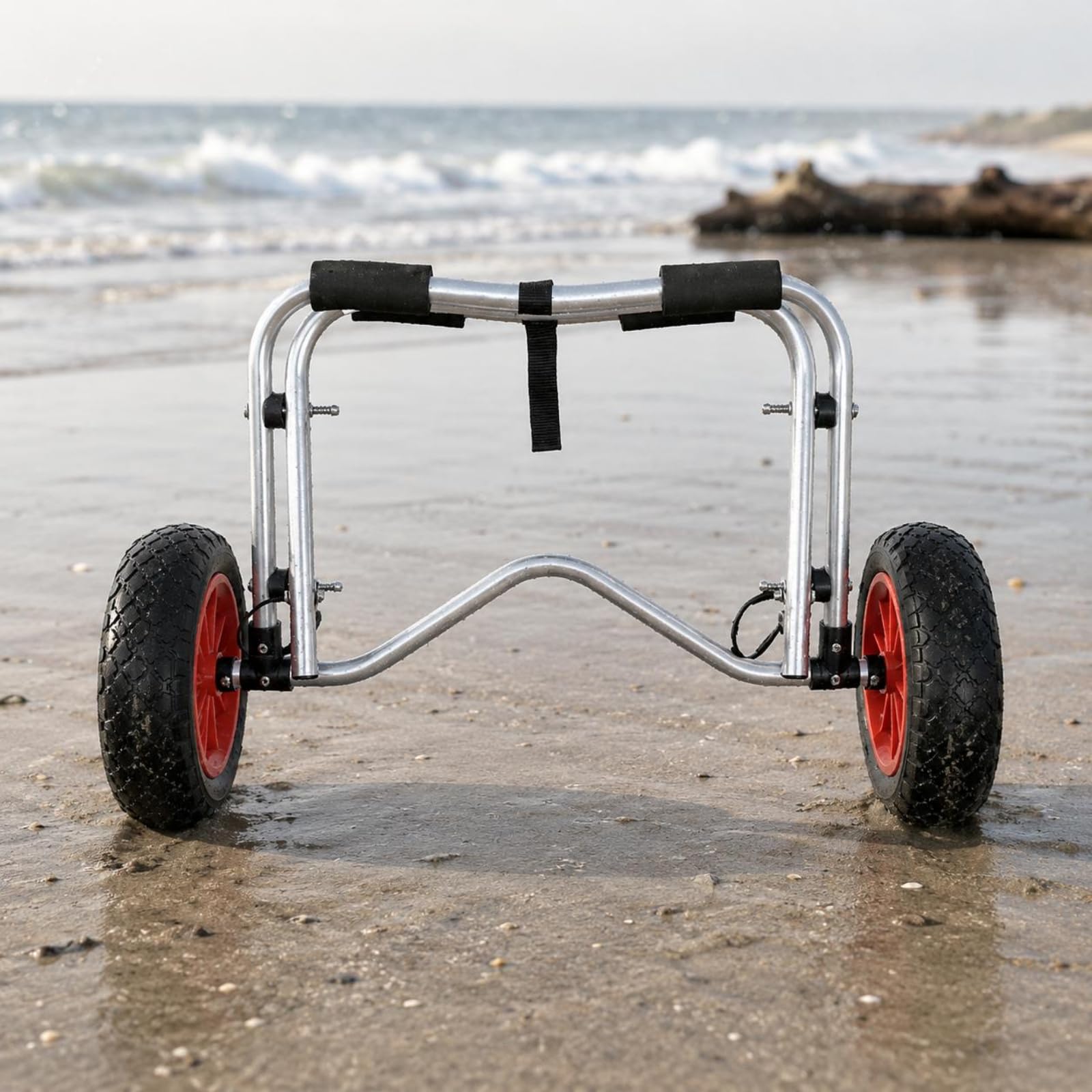 perfeclan Carrito Plegable para Kayak Carro Remolque Soporte Transportador con Barra de Acero Inoxidable y Ruedas Anchas de Goma Transporte sin Cargar Todo el, Plateado