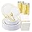 WDF 175PCS White and Gold Plastic Plates - Gold Plates Disposable - 25 Guest Christmas Disposable Dinnerware Sets Include 50 Plate, 25 Cutlery, 25 Napkins and 25 Cups for Party/Christmas/Wedding