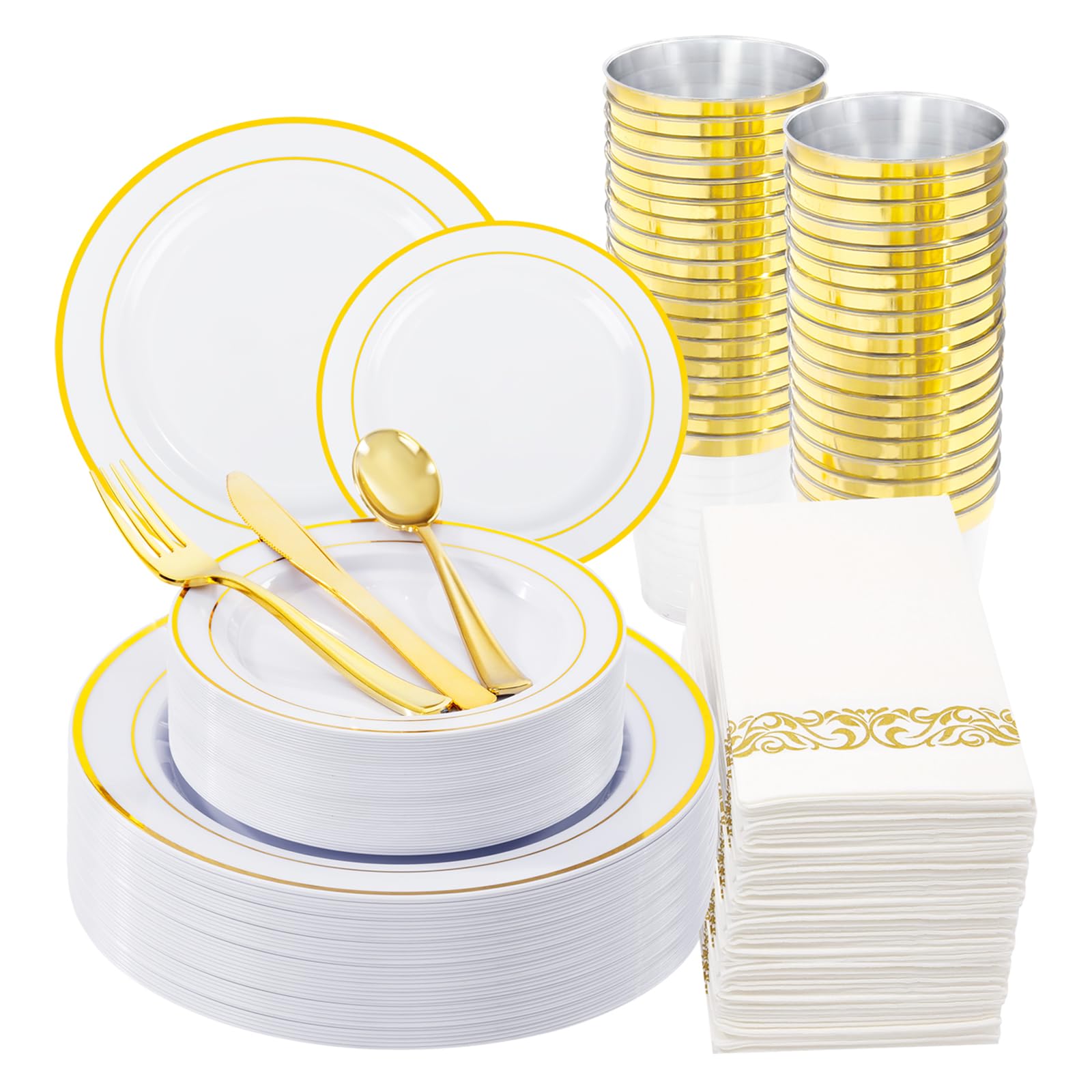 Pink & Gold Disposable Plates - Party Dinnerware -15