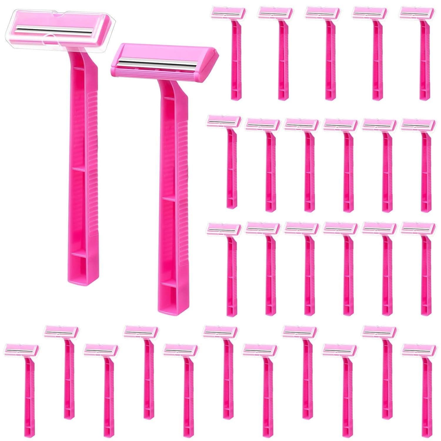 Diversa 12 Count Women's Disposable Razors, Twin Blade Shaving Razor Pink Stainless Steel Women's Disposable Razors for Men Women Camping Traveling Home