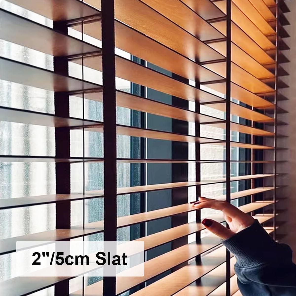 Personalizado Persianas Venecianas de Madera 170 180 70 80 85 115 120 140 160 50 165 220 cm, láminas de 50 mm, Fácil Instalación, Protección Solar y Privacidad(Blanco)
