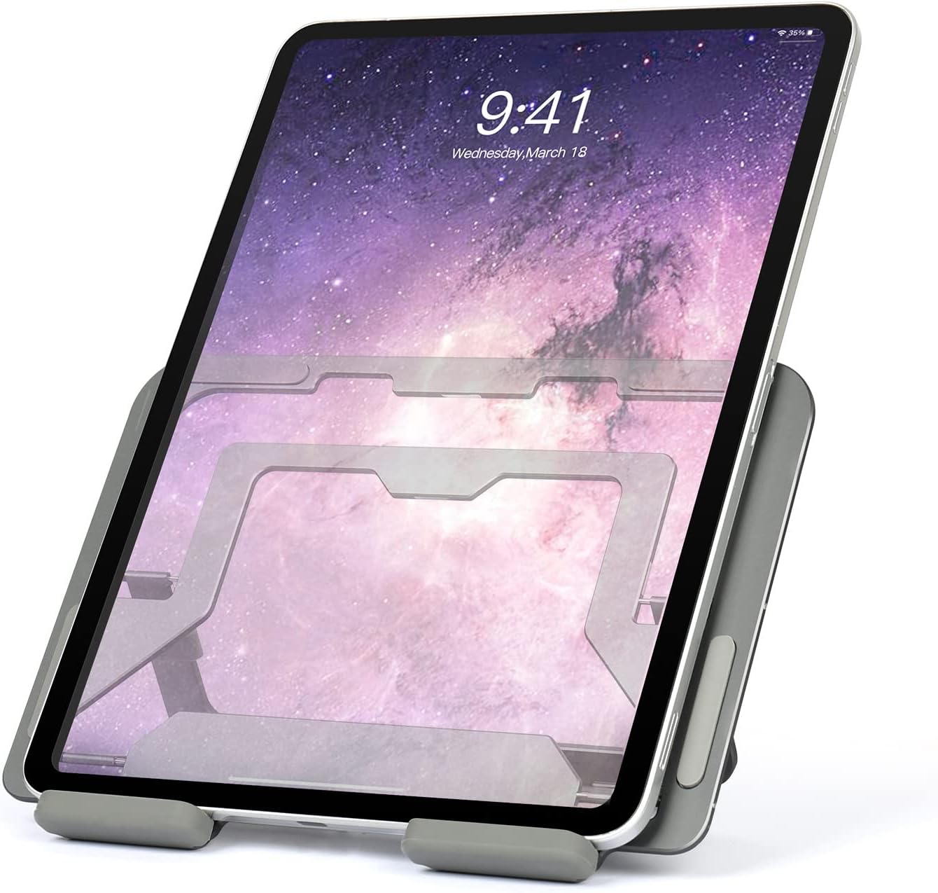 elitehood iPad Stand, Compact iPad Pro 12.9 Stand, Ultra-Slim Tablet Stand-Aluminum Built Desk iPad Stand Holder for iPad Pro 12.9, 11, iPad Air, iPad Mini and Other Large 4-13.5 inch Tablet, Gray